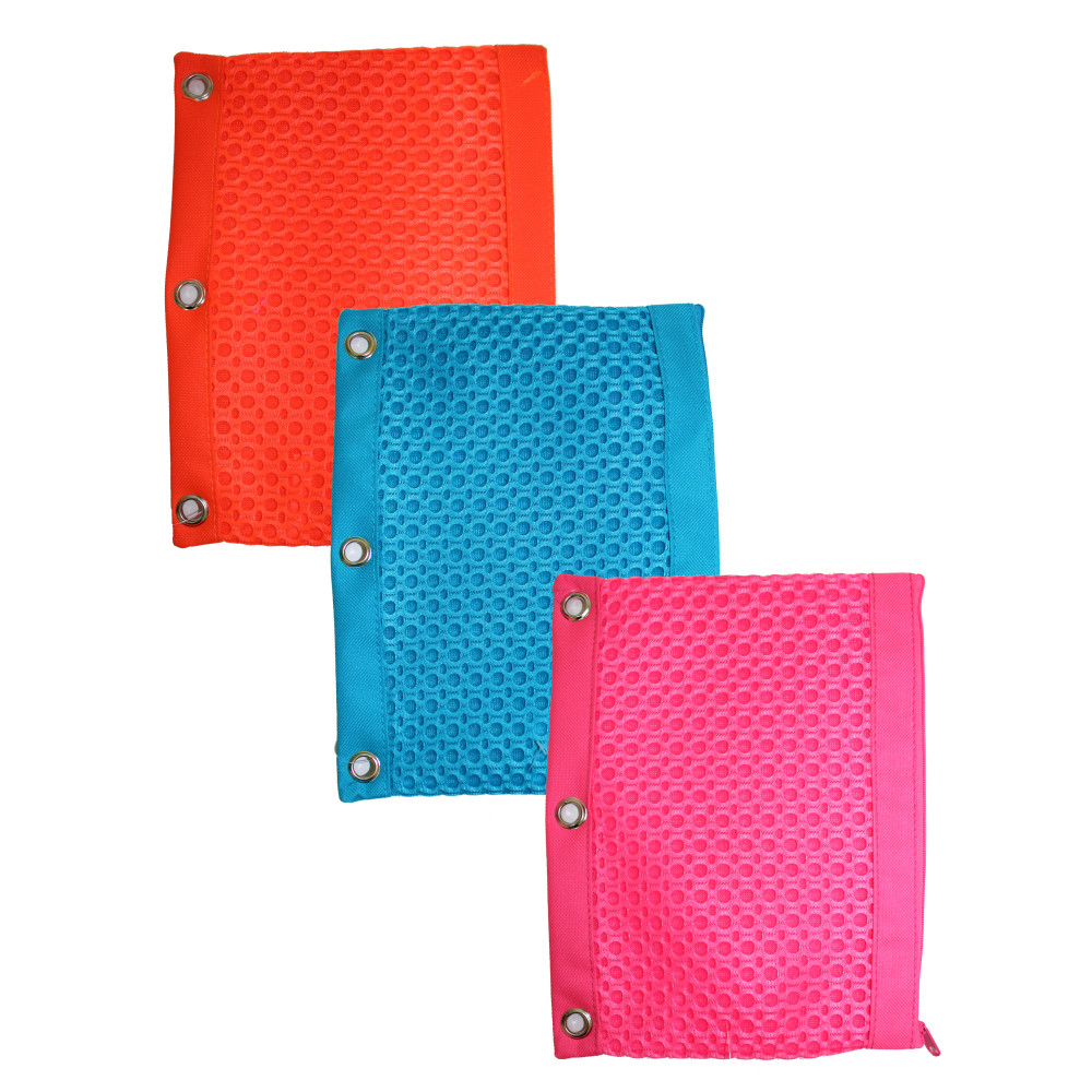 Inkology Neon Mesh Fashion Binder Pencil Pouches, 10"