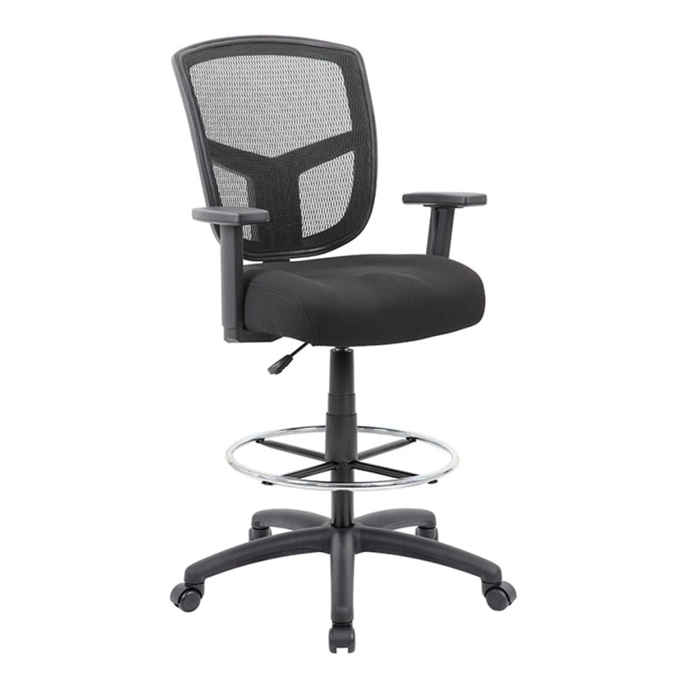 Boss Office Products Contract Mesh Drafting Stool, Black/Gray