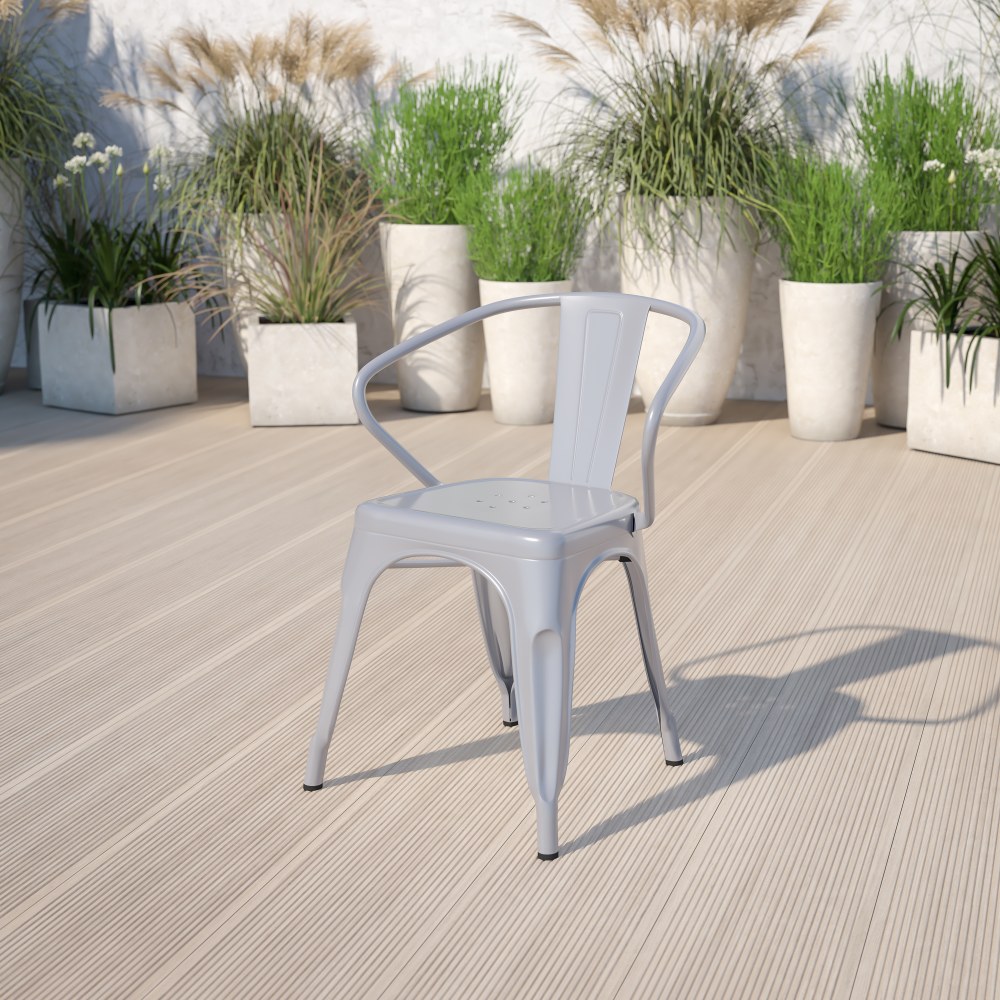 Flash Furniture Commercial Grade Metal Indoor-Outdoor Chair With