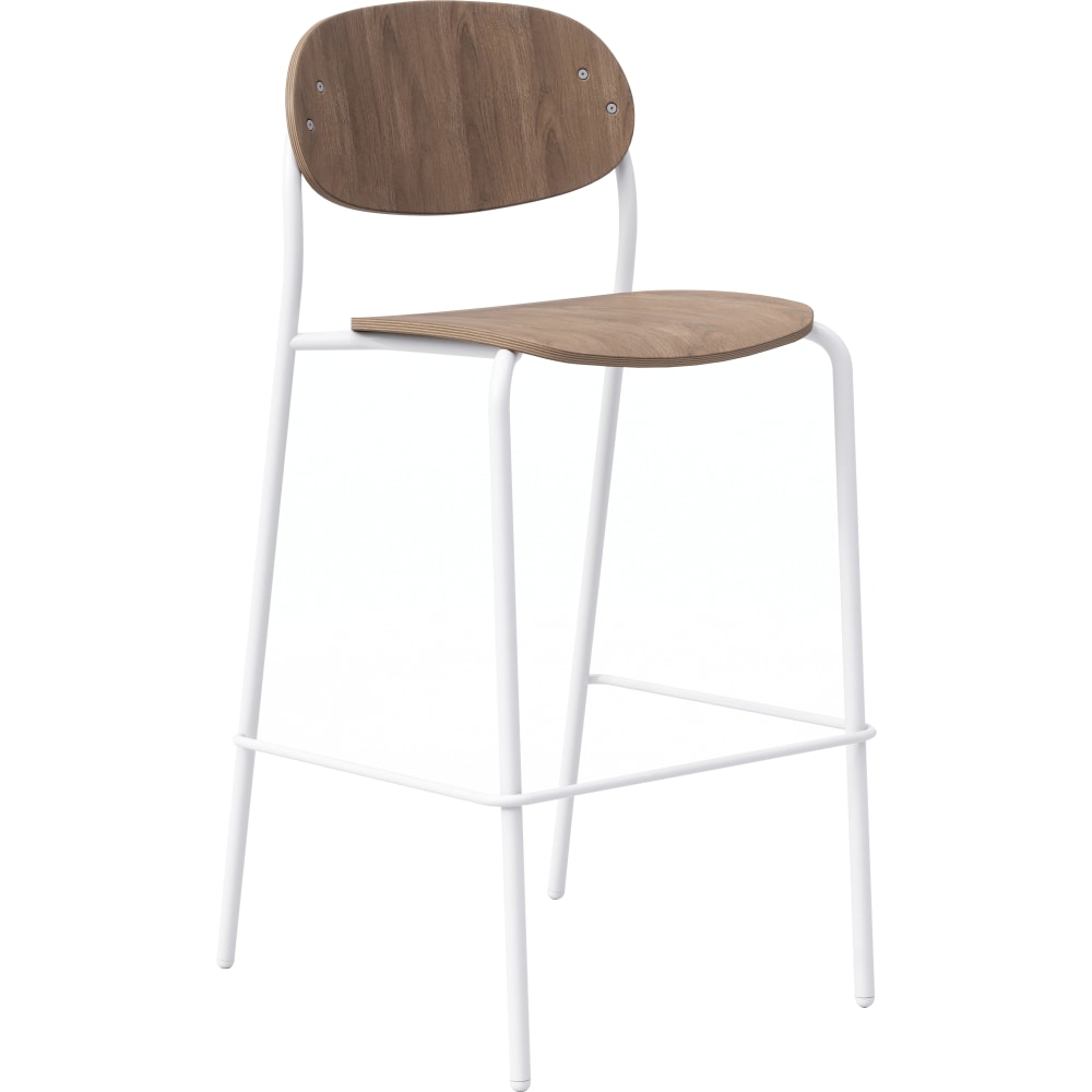 KFI Studios Tioga Laminate Barstool With Back, Beech/White