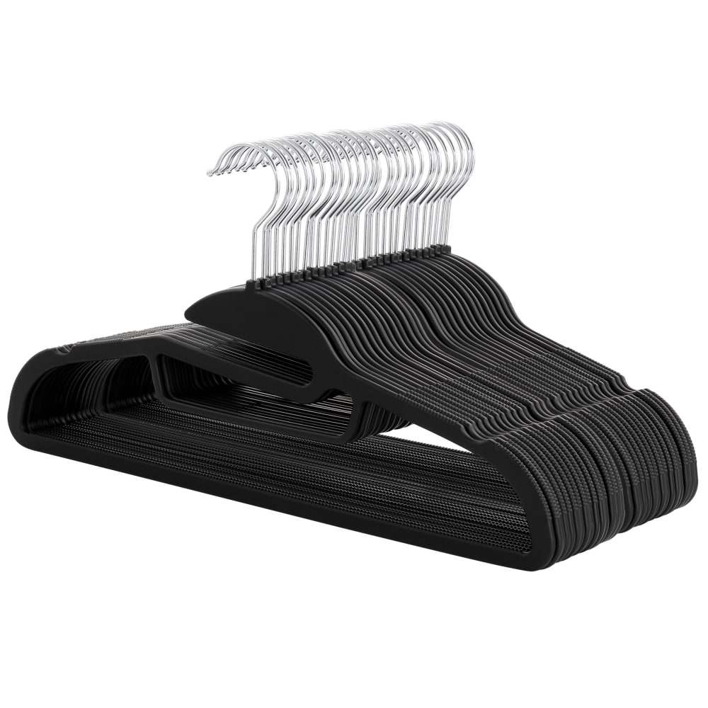 Elama Home Rubber Non-Slip Hangers, Adult, Black, Pack