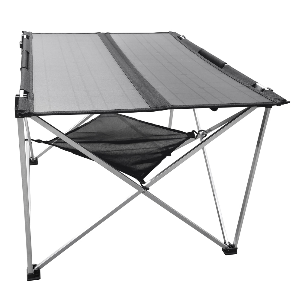 Technaxx® 60-Watt Folding Solar Camping Table, Black/Silver,