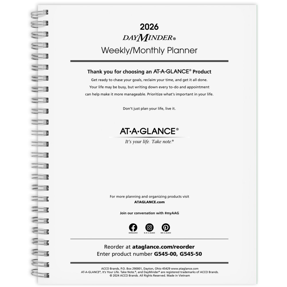 AT-A-GLANCE® DayMinder® Executive 2026 Weekly Monthly Refill for
