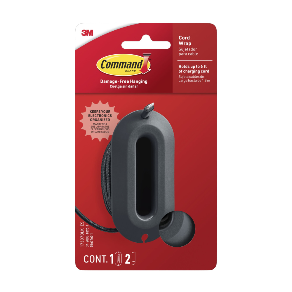Command Cord Wrap 17307BLK-ES, Black, 1 Unit, 2