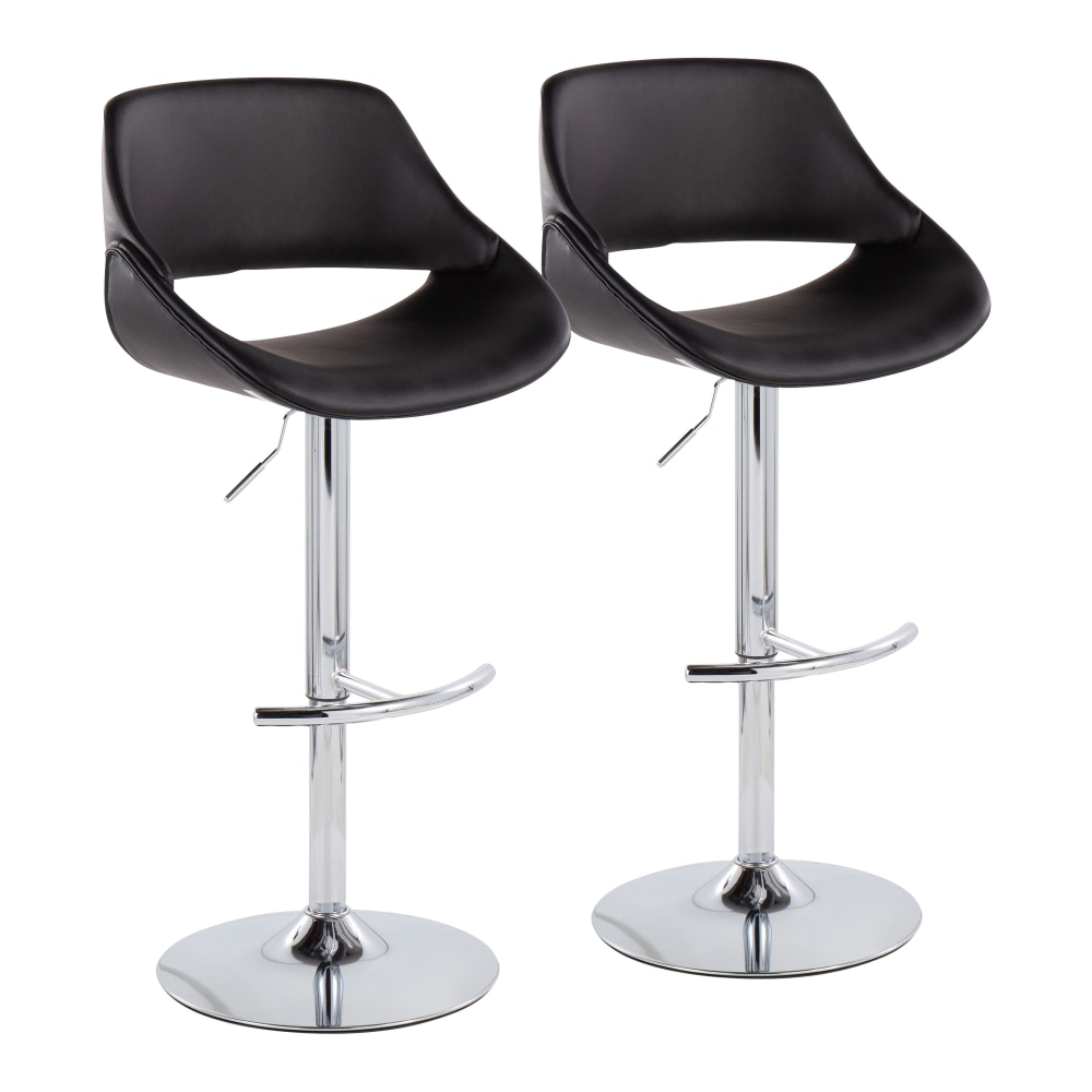 LumiSource Fabrico Adjustable Bar Stools, Black/Chrome, Set Of