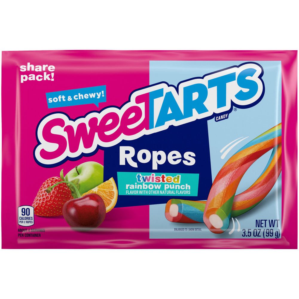 SweeTARTS Twisted Rainbow Punch Ropes, 3.5 Oz, Pack