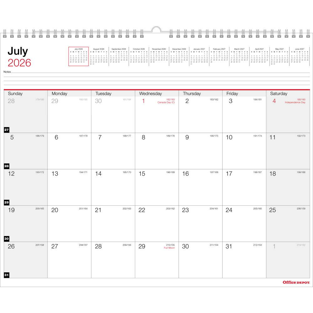2026-2027 Office Depot® Brand Monthly Academic Wall Calendar,