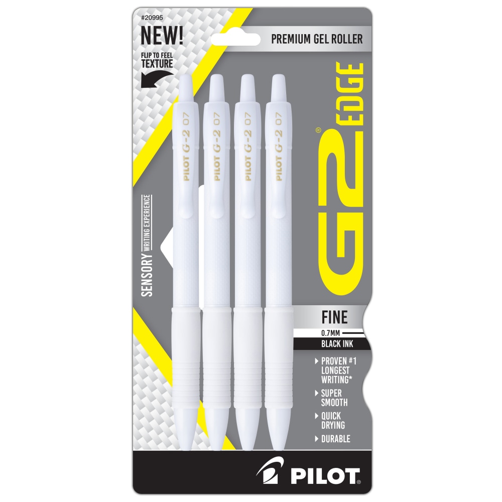 Pilot G2 Edge White Gel Pens, Fine Point,