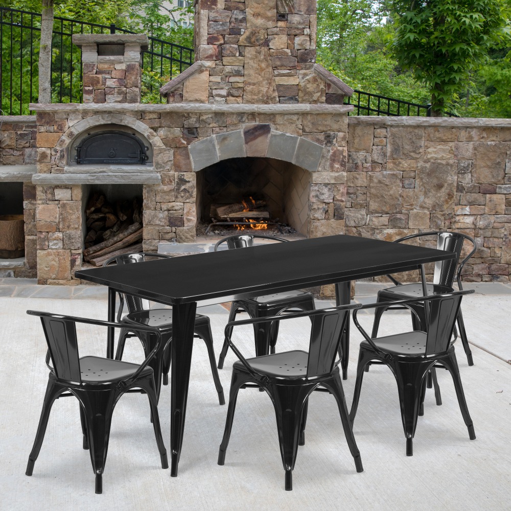 Flash Furniture Commercial-Grade Rectangular Metal Indoor/Outdoor