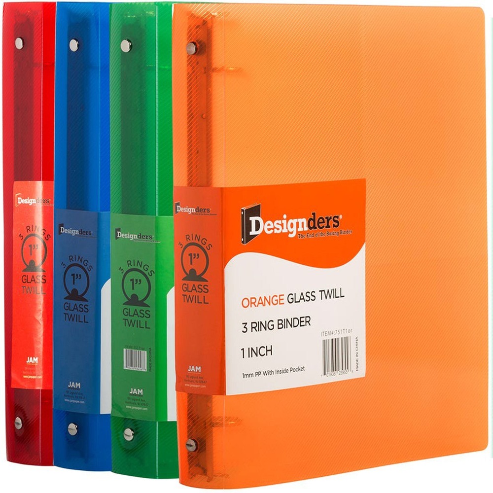 JAM PAPER 3 Ring Plastic Binder, 1 inch,
