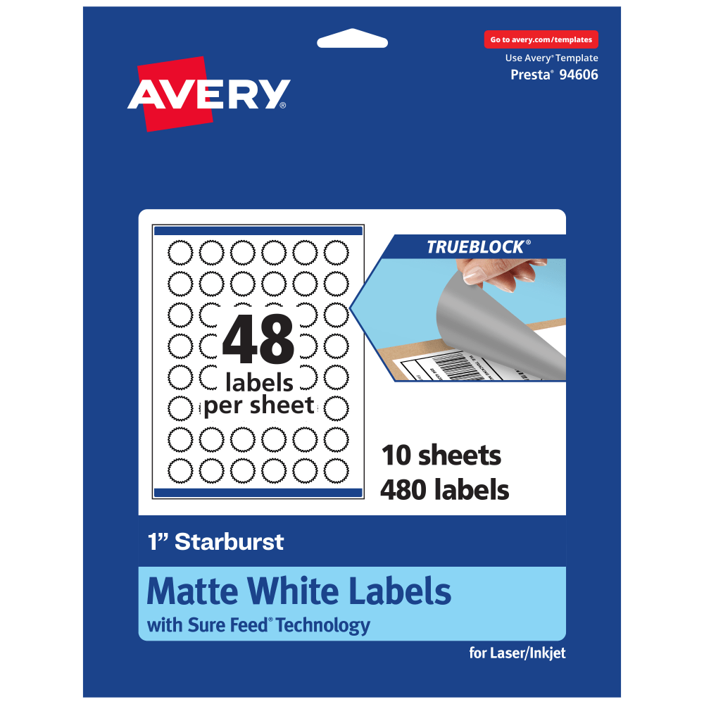 Avery® Print-To-The-Edge TrueBlock® Labels With Sure Feed®,