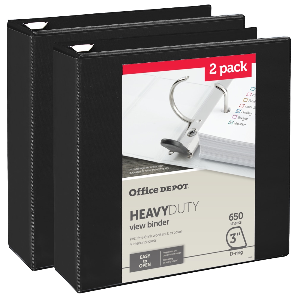 Office Depot® Heavy-Duty View 3-Ring Binder, 3" D-Rings,