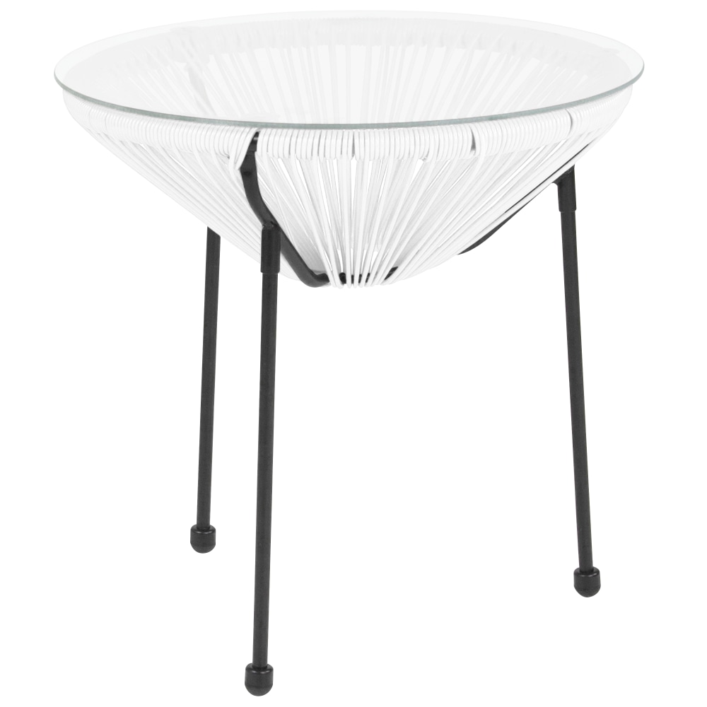 Flash Furniture Rattan Bungee Table With Glass Top,