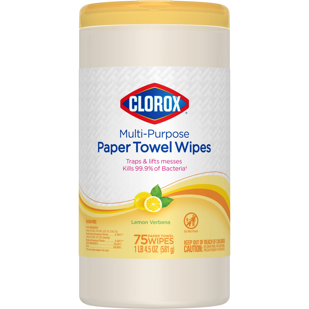 Clorox Paper Towel Wipes, 6-5/8" x 8-1/4", Lemon