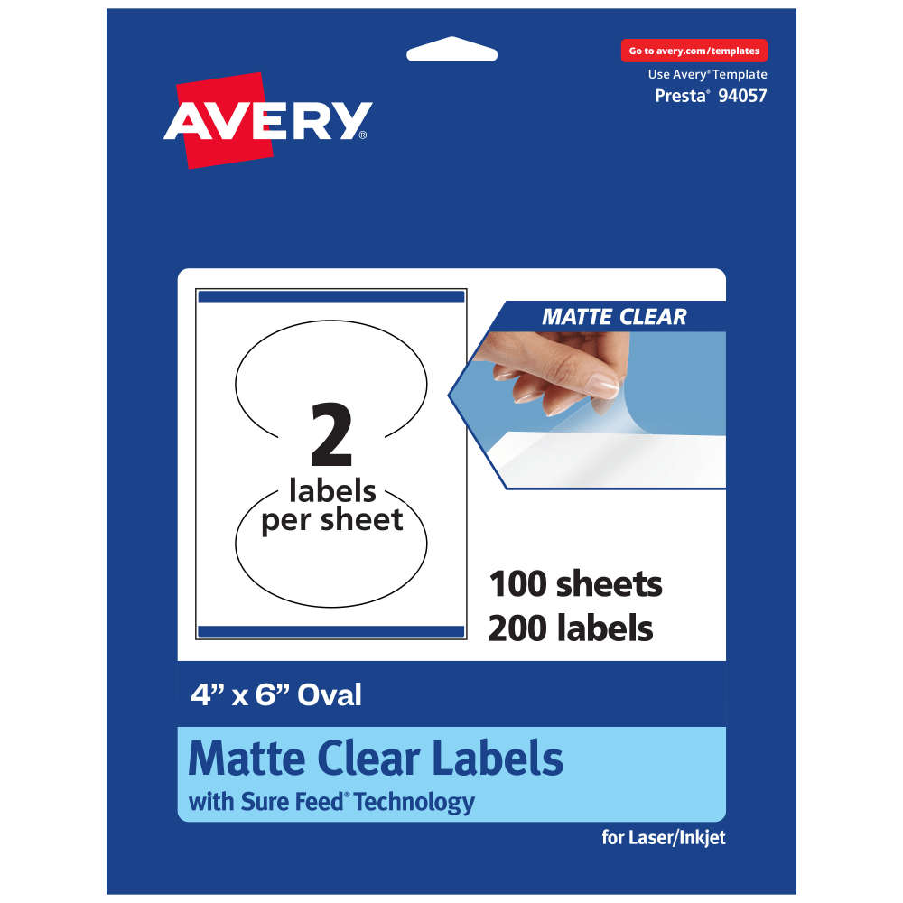 Avery® Permanent Labels With Sure Feed®, 94057-CMF100, Oval,