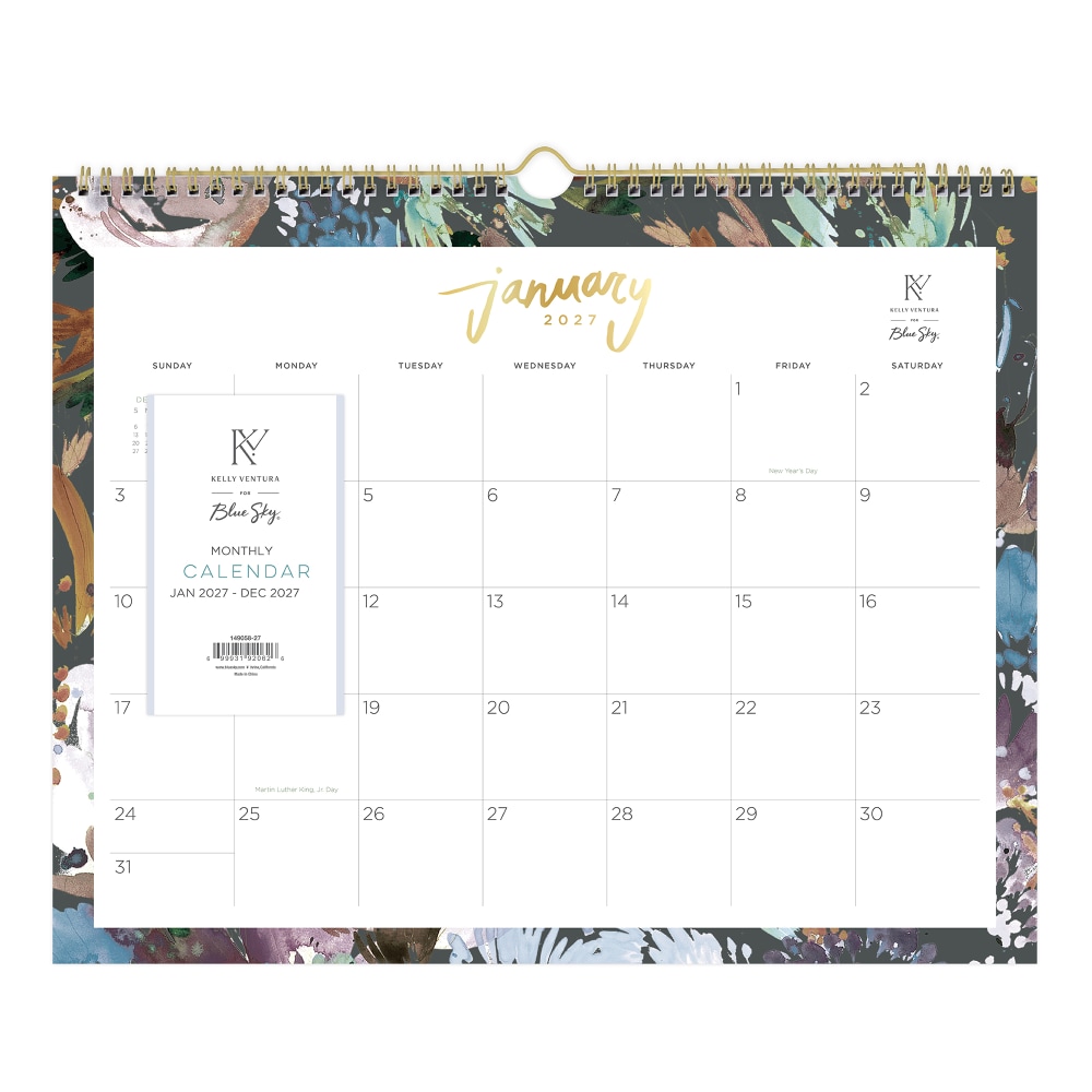 2027 Blue Sky Midnight Garden Monthly Wall Calendar,