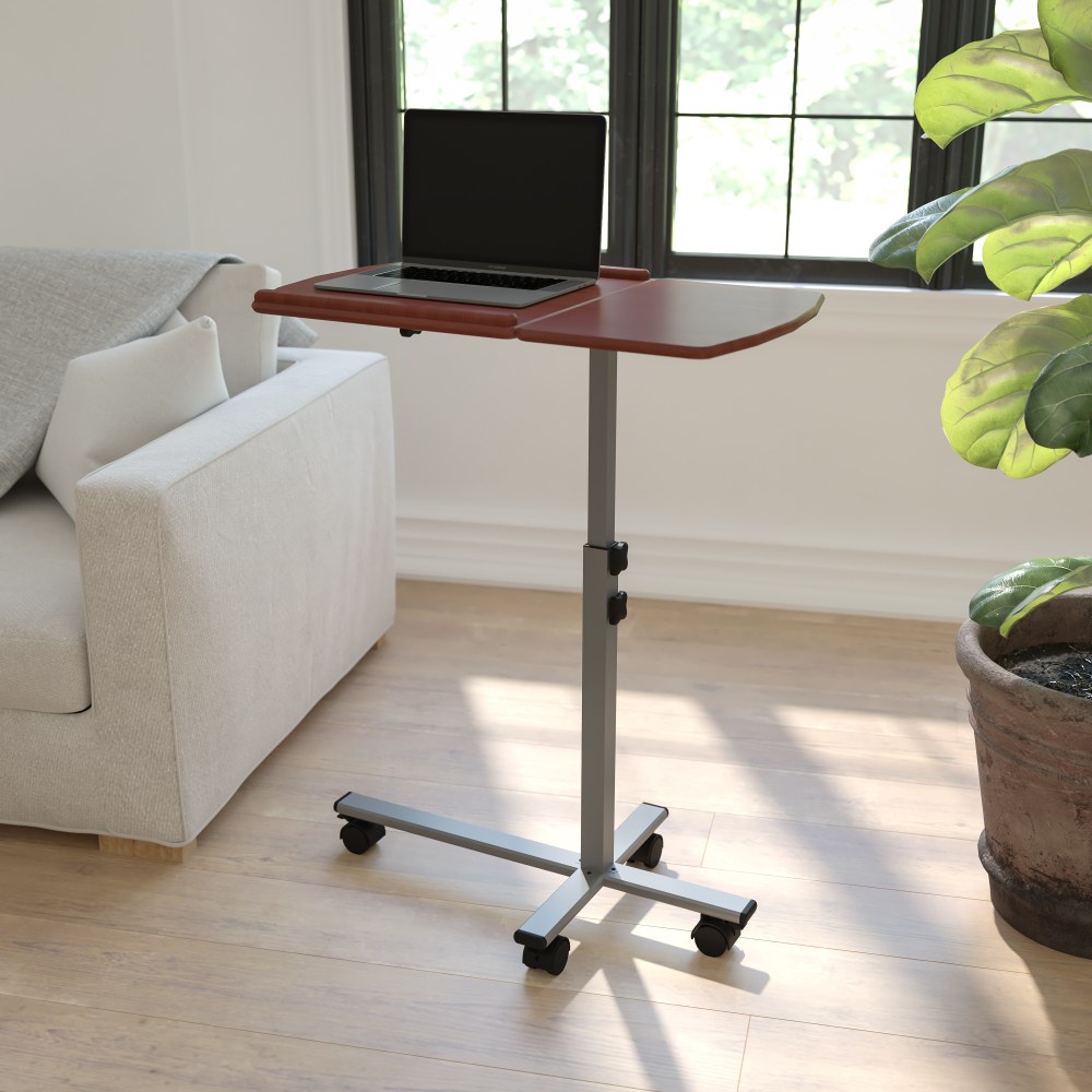 Flash Furniture 30"W Mobile Laptop Computer Desk, Cherry