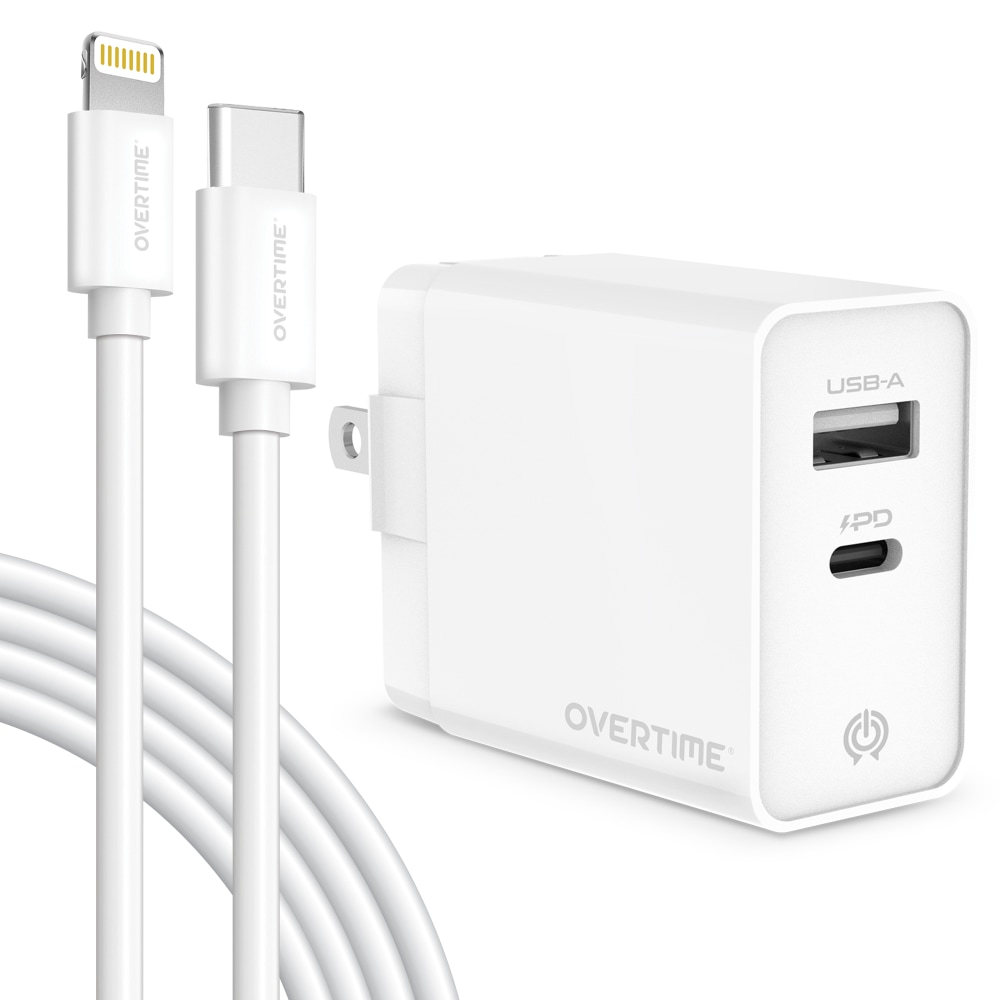Overtime Dual-Port Wall Charger And 6' Apple MFi