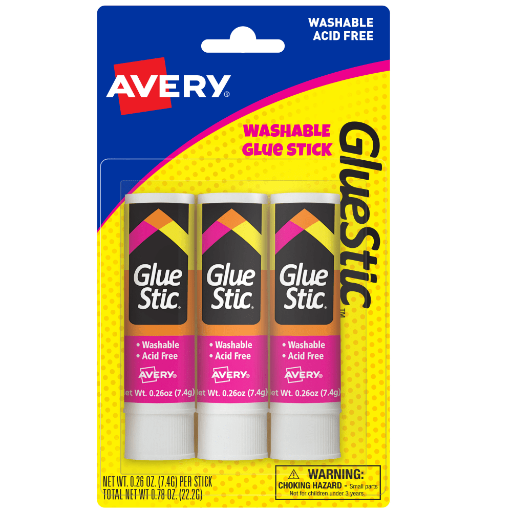 Avery® Permanent Glue Stic™,, Washable, Nontoxic, 0.26 oz.,
