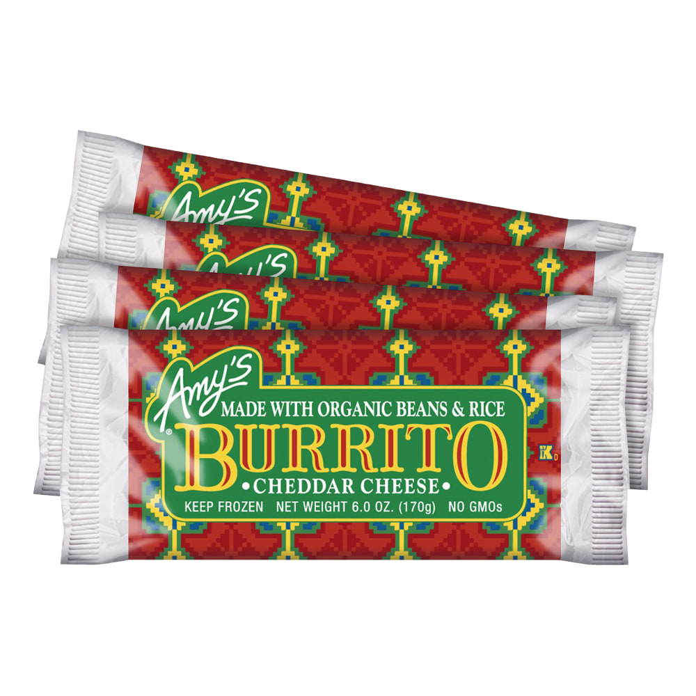Amy's Cheddar Cheese, Bean And Rice Burritos, 6