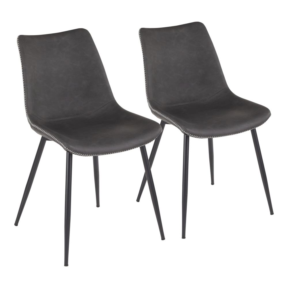 LumiSource Durango Dining Chairs, Black/Gray, Set Of 2