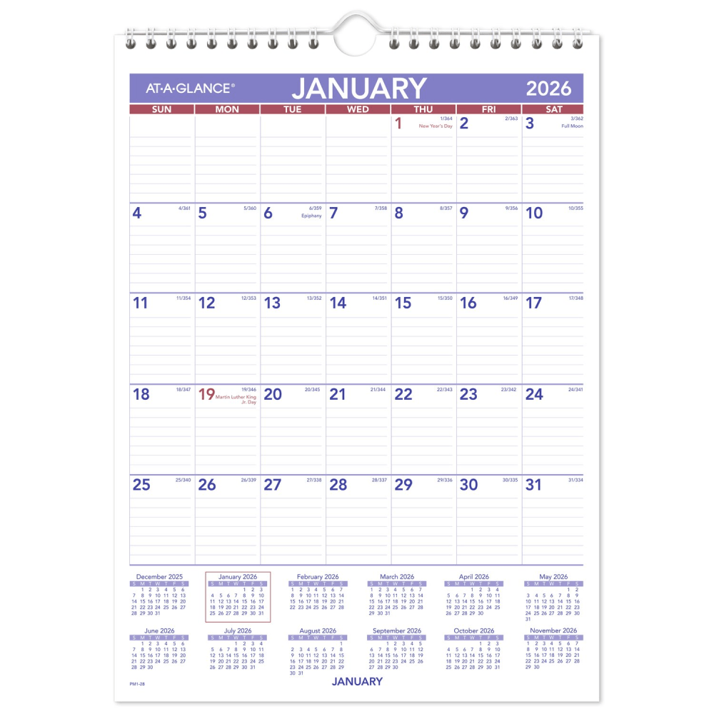 AT-A-GLANCE® 2026 Monthly Wall Calendar, Small, 8" x
