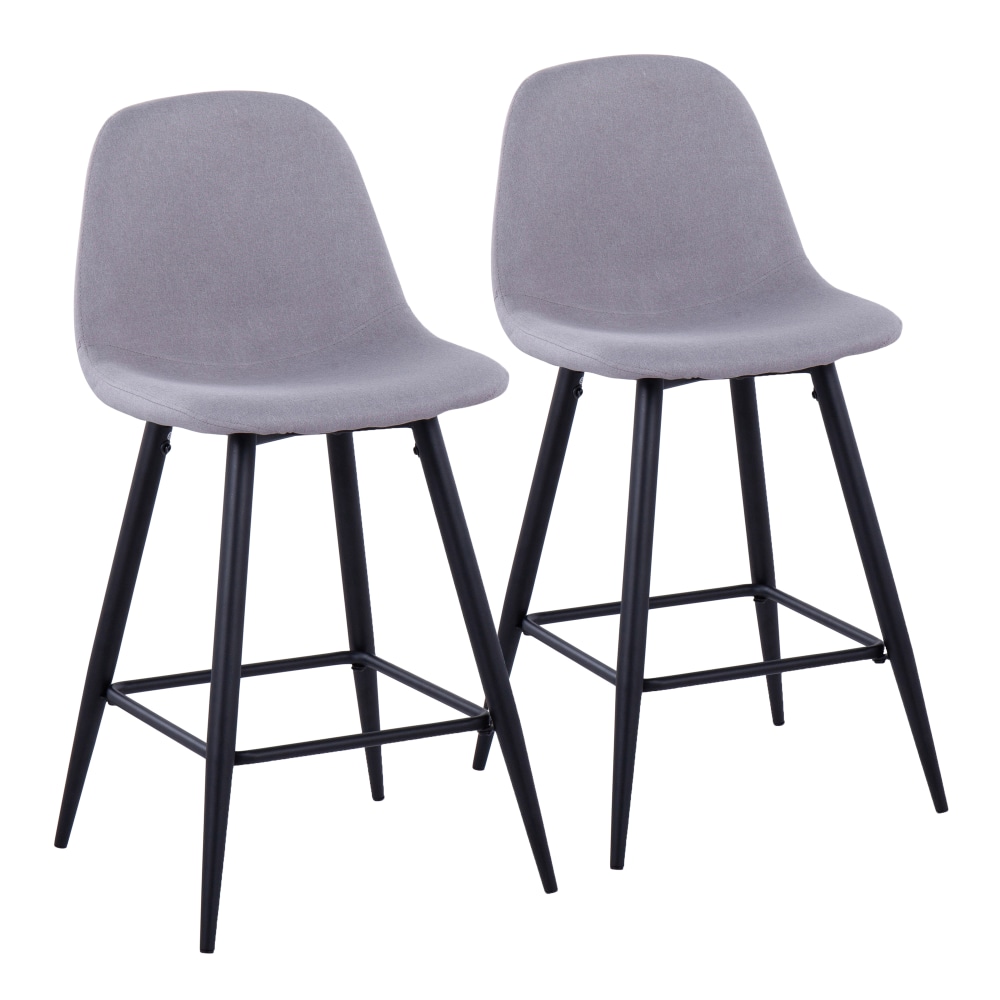 LumiSource Pebble Counter Stools, Black/Light Gray, Set Of