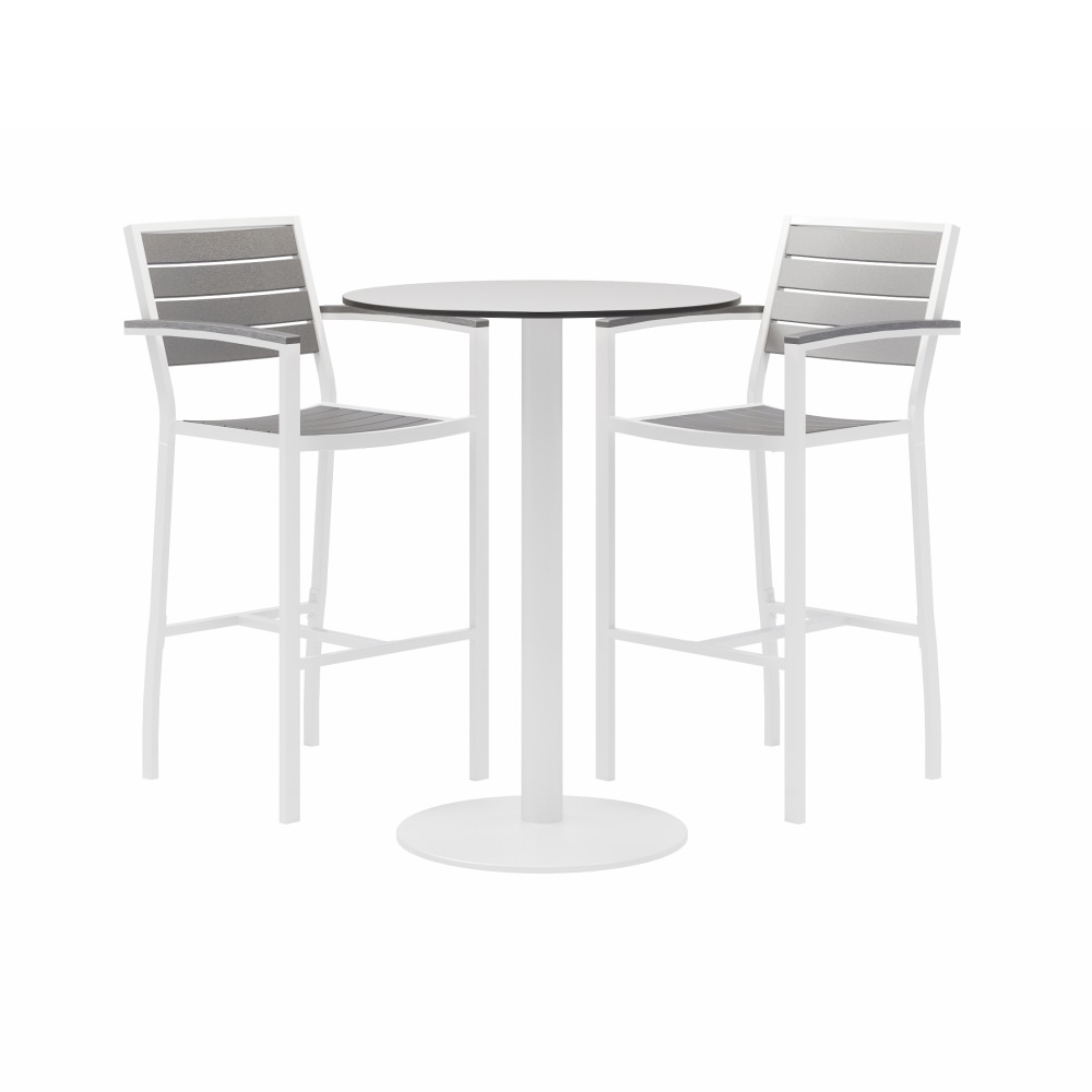 KFI Studios Eveleen 3-Piece Outdoor Patio Set, White/Gray