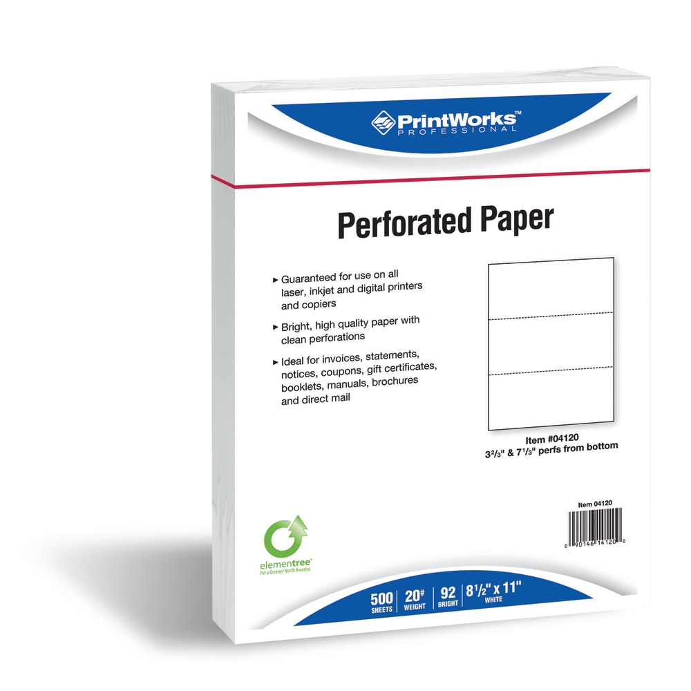 PrintWorks Professional Pre-Perforated Paper, Letter Paper Size,