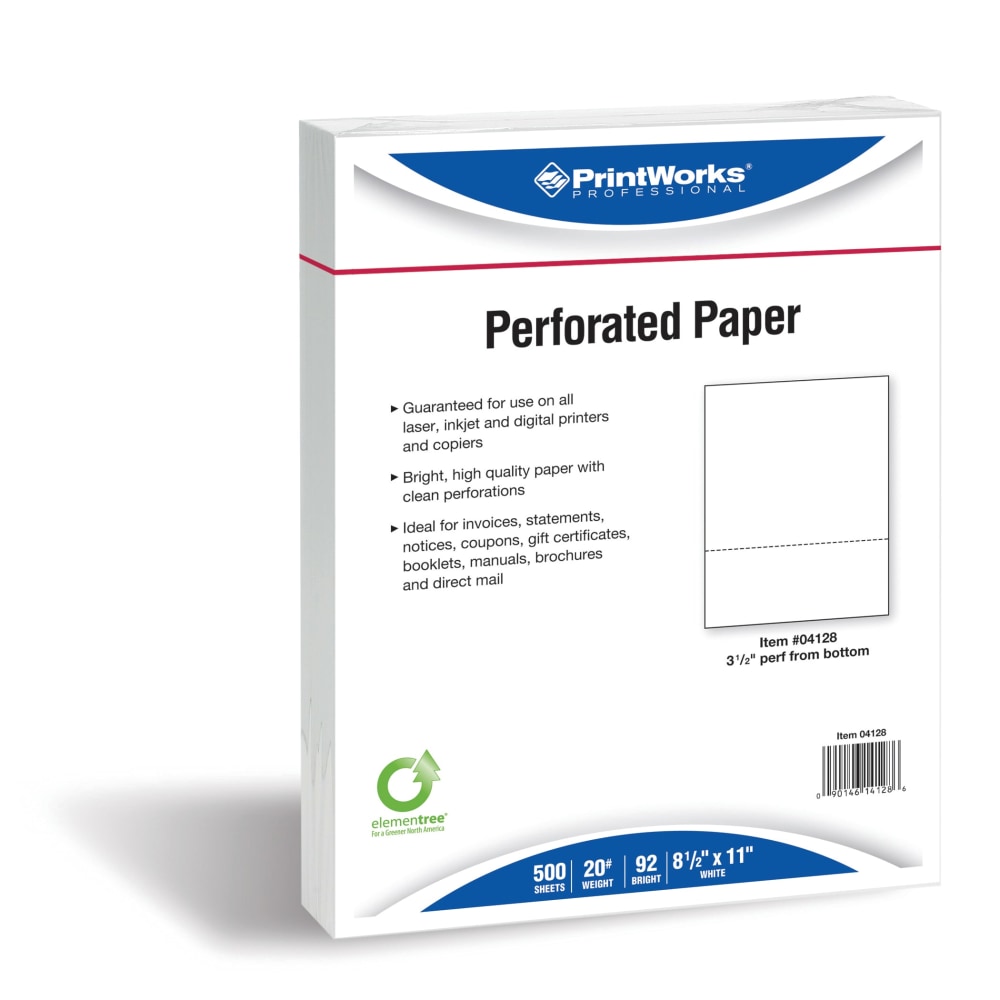PrintWorks Professional Pre-Perforated 1-Hole-Punched Paper,