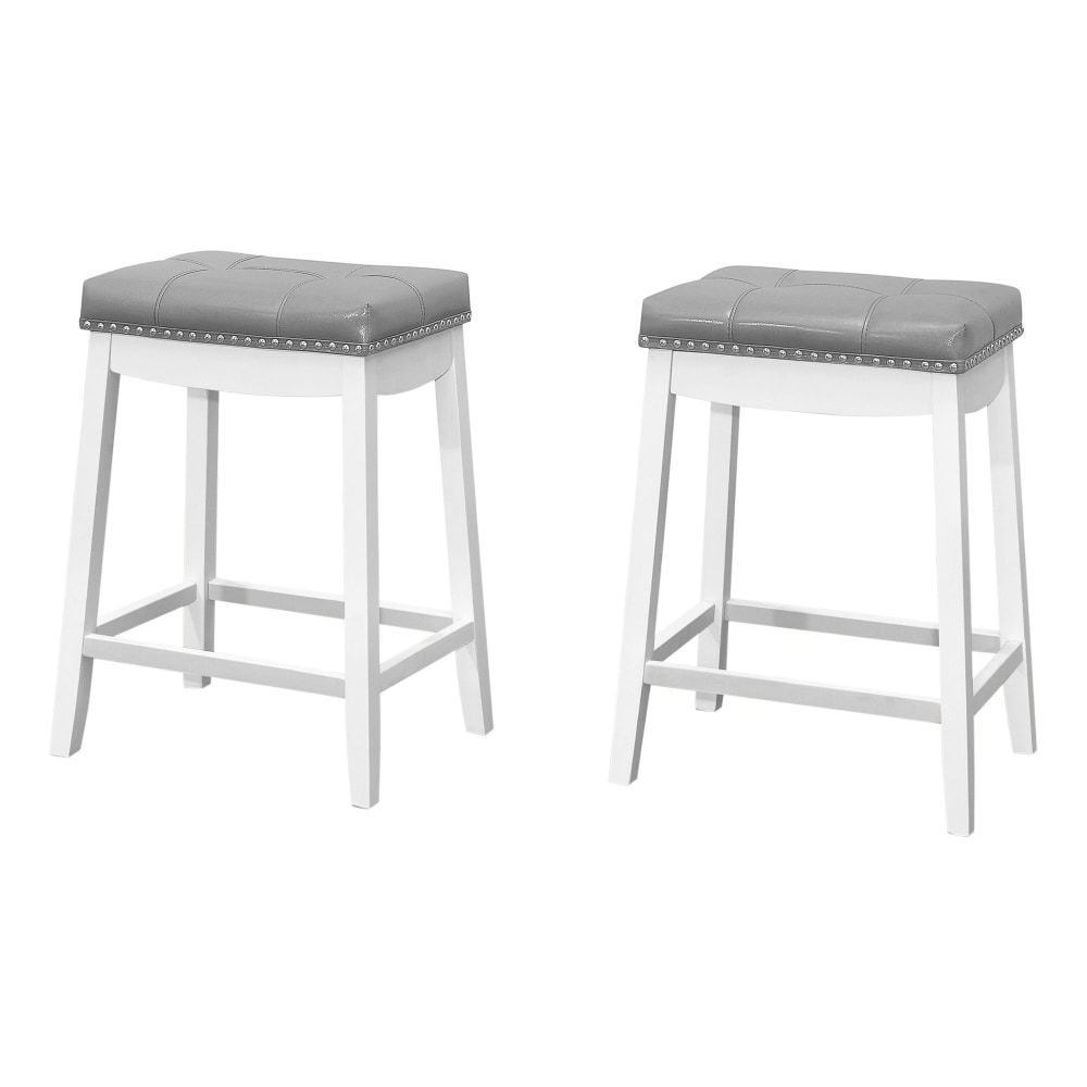 Monarch Specialties Avery Bar Stools, Gray/White, Set Of