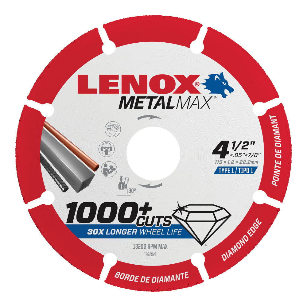 Lenox MetalMax Diamond-Edge Cutting Wheel, 4-1/2", Multicolor