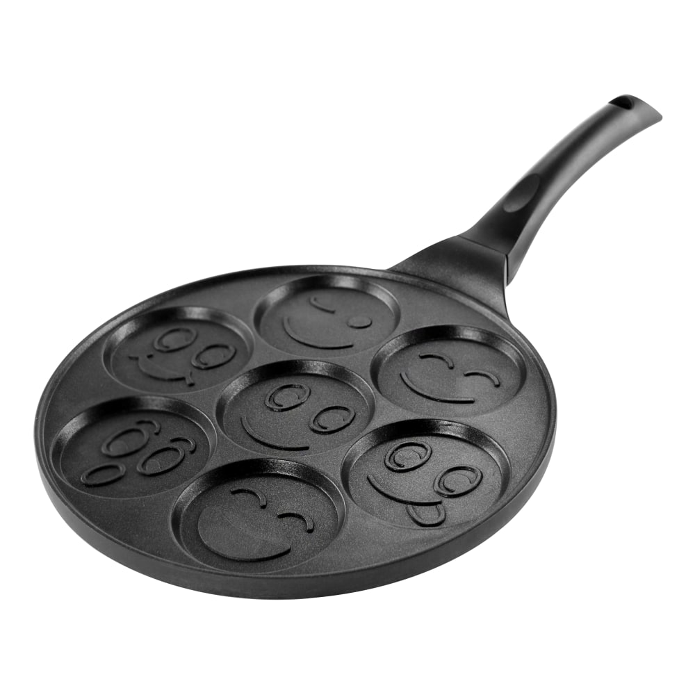 MegaChef Emoji Mold Pancake Maker, Happy Face, Black