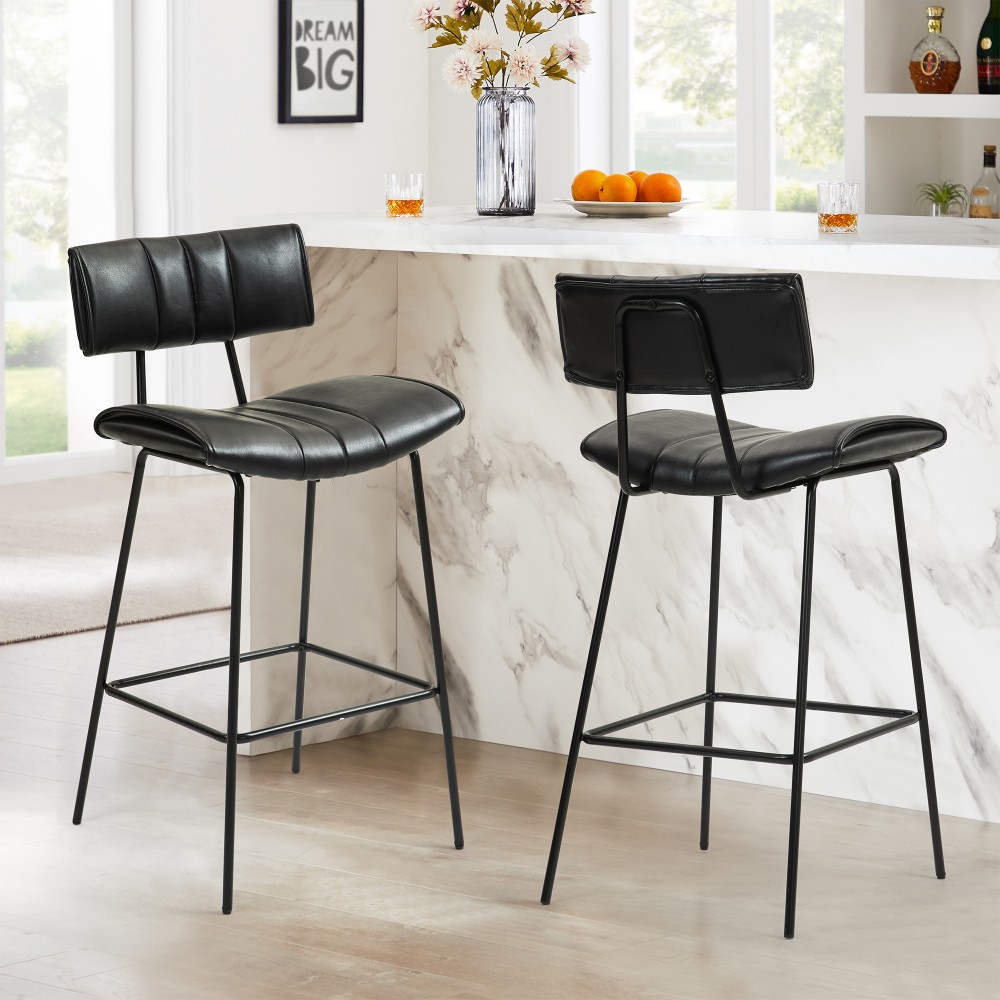 Glamour Home Belita Faux Leather Counter Height Stools