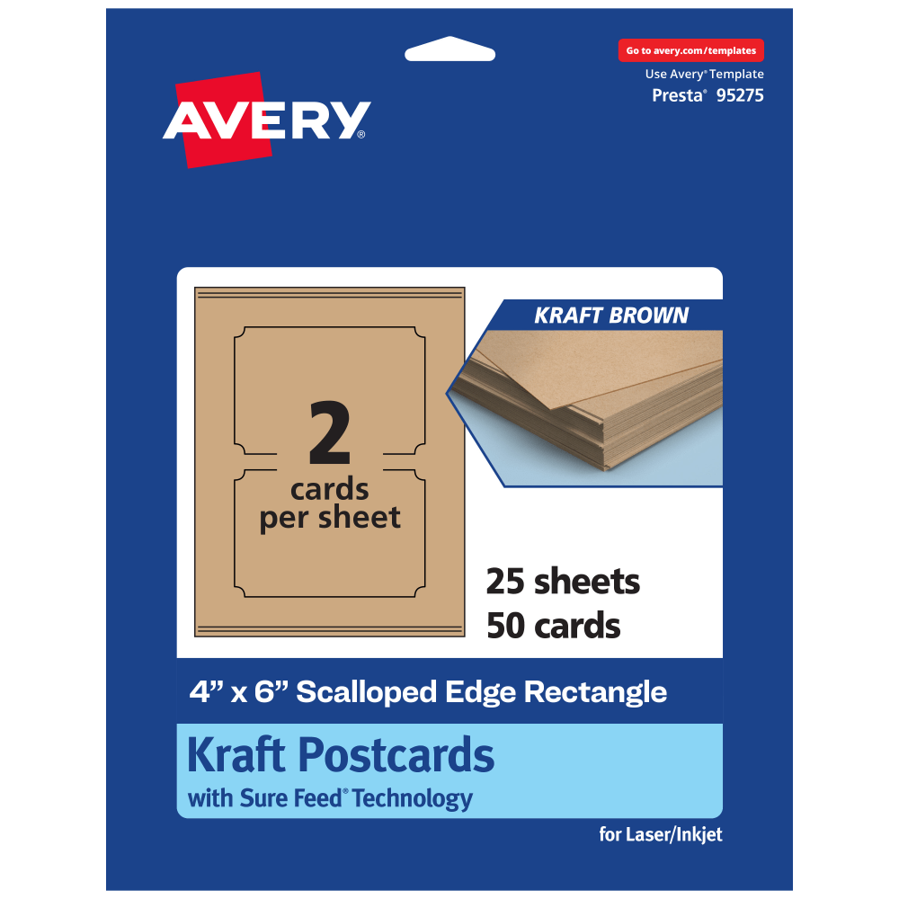 Avery® Printable Postcards With Sure Feed® Technology,