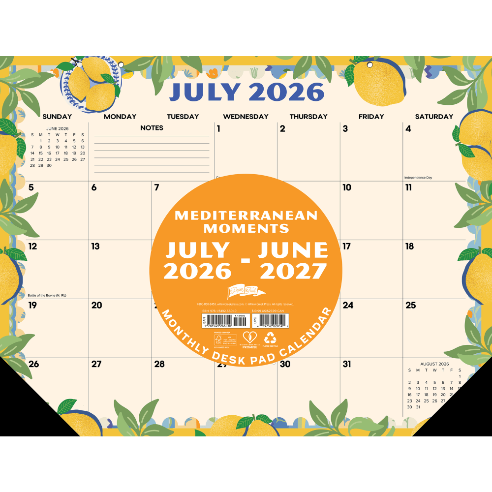 Willow Creek Press Academic Monthly Desk Pad Calendar,