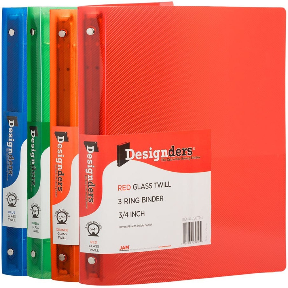 JAM PAPER 3 Ring Plastic Binder, 0.75 inch,