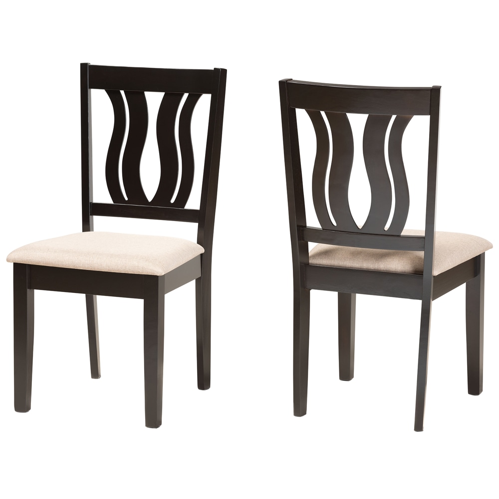 Baxton Studio Fenton Dining Chairs, Sand/Dark Brown, Set