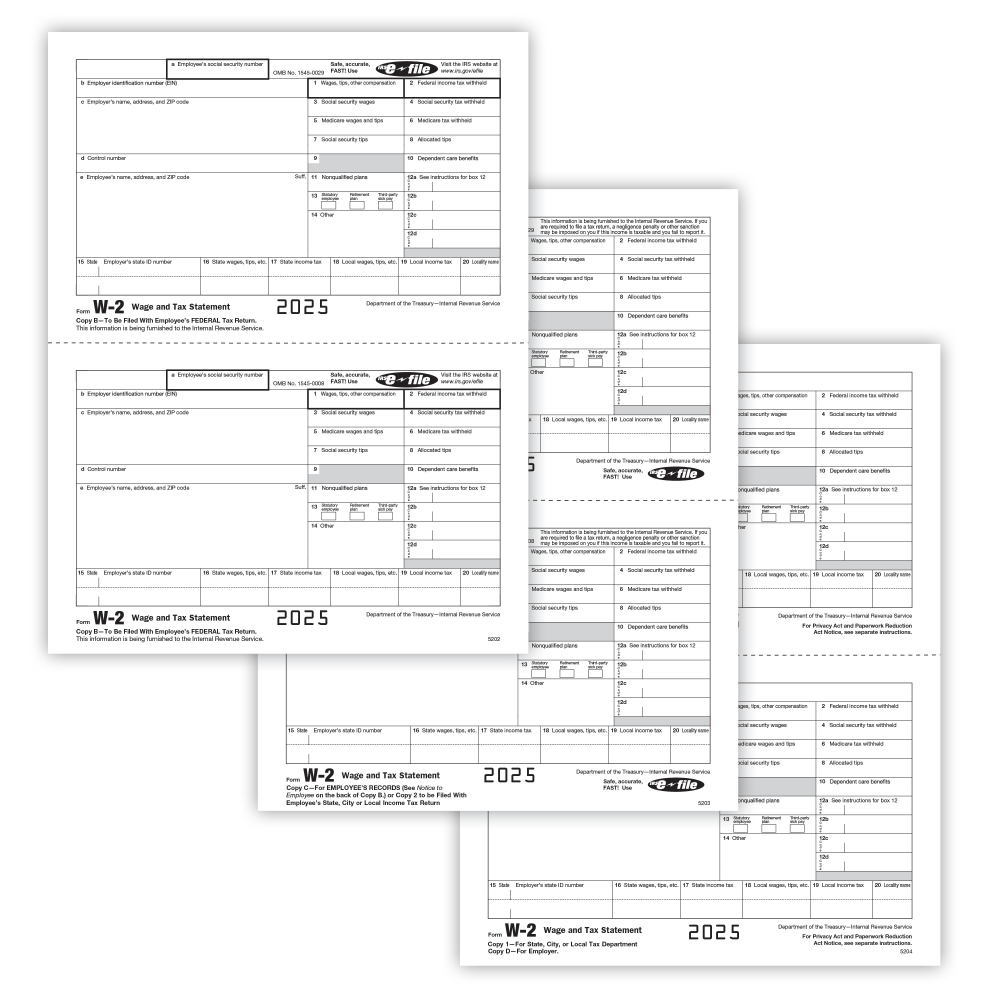 ComplyRight® W-2 Tax Form Set, 5-Part, Recipient Copy