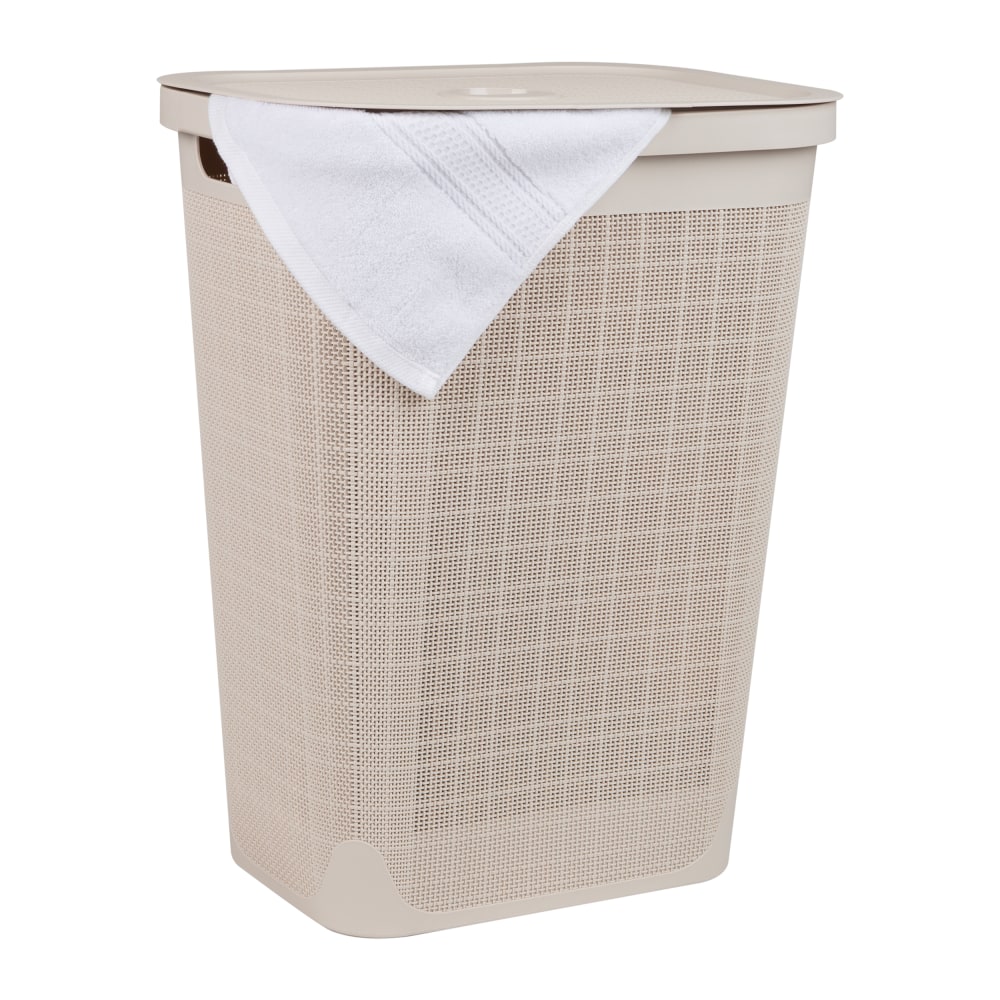 Mind Reader Linen Design Laundry Hamper with Lid,