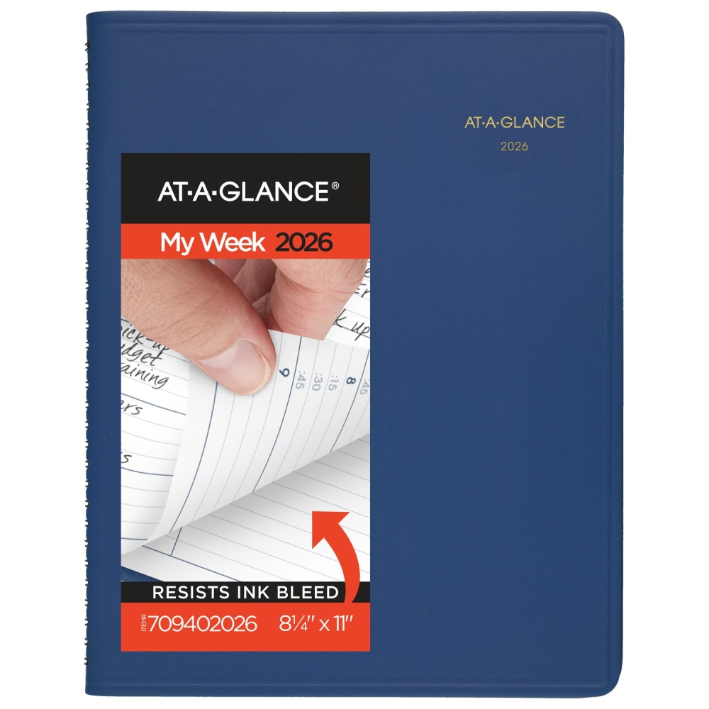 AT-A-GLANCE® 2026 Weekly Appointment Book Planner, Blue, Large,