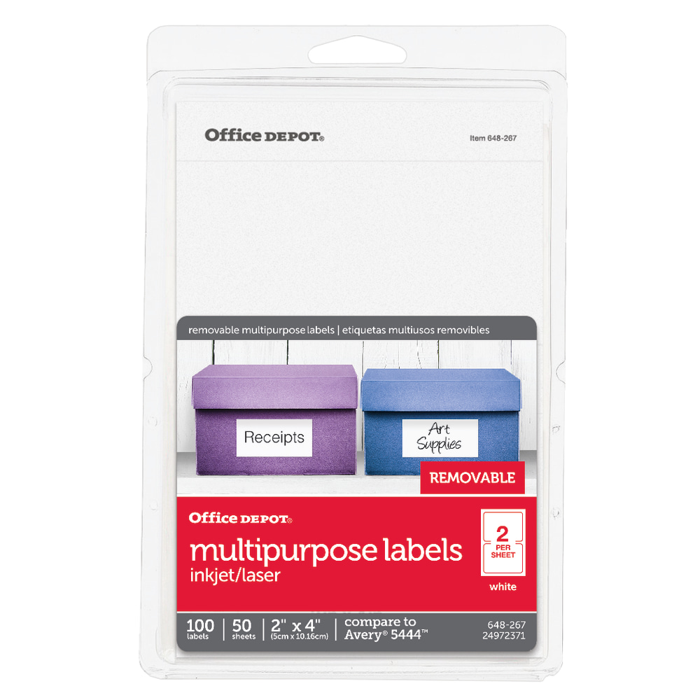 Office Depot® Brand Removable Inkjet/Laser Labels, OD98813,