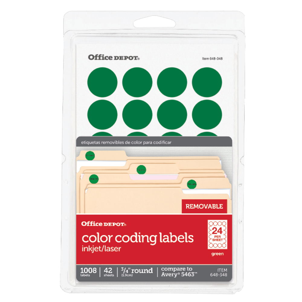 Office Depot® Brand Removable Round Color-Coding Labels,
