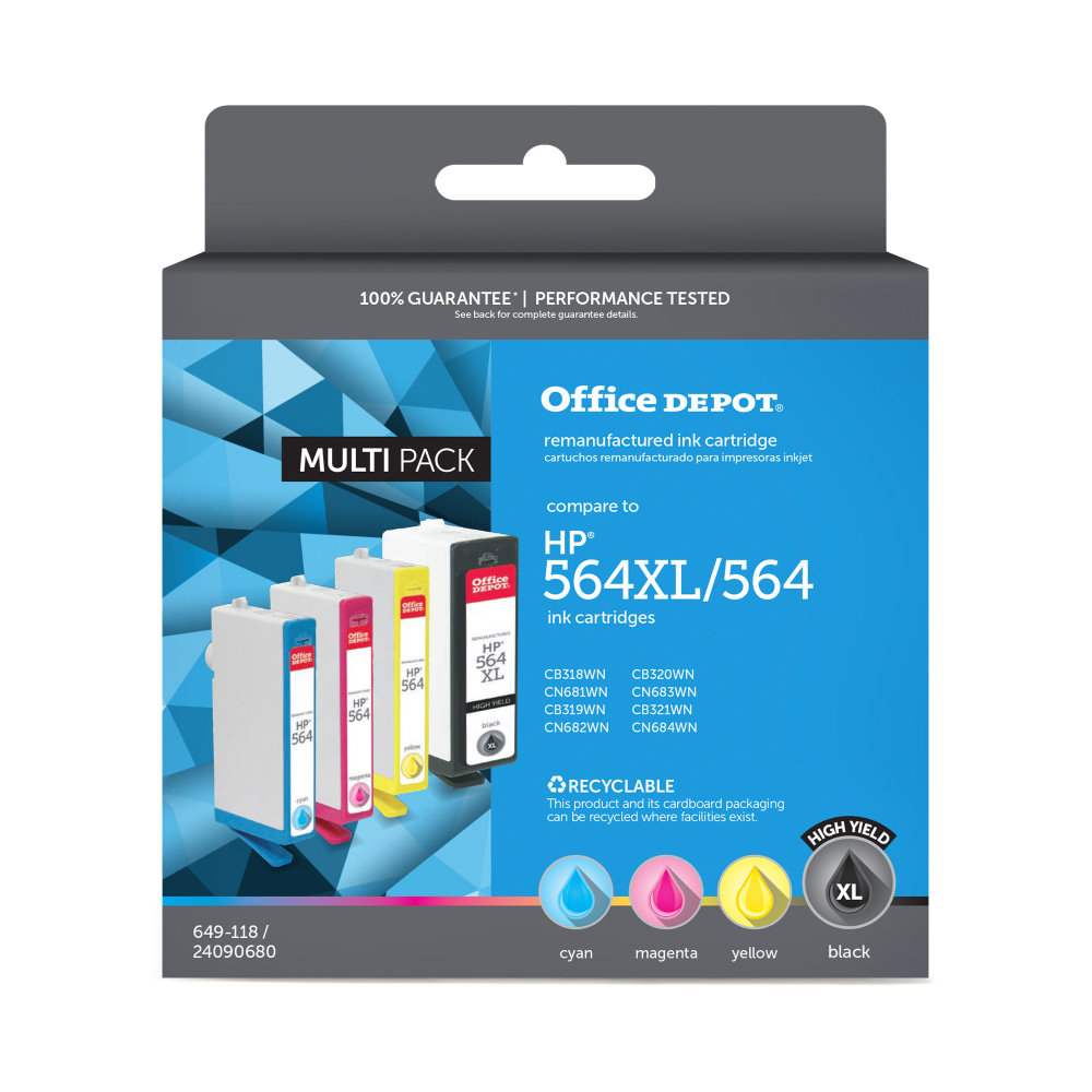 Office Depot® Remanufactured Black; Cyan, Magenta, Yellow