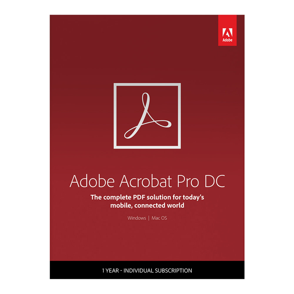 Adobe® Acrobat® Pro DC, 1-Year Subscription, For PC/Mac®,