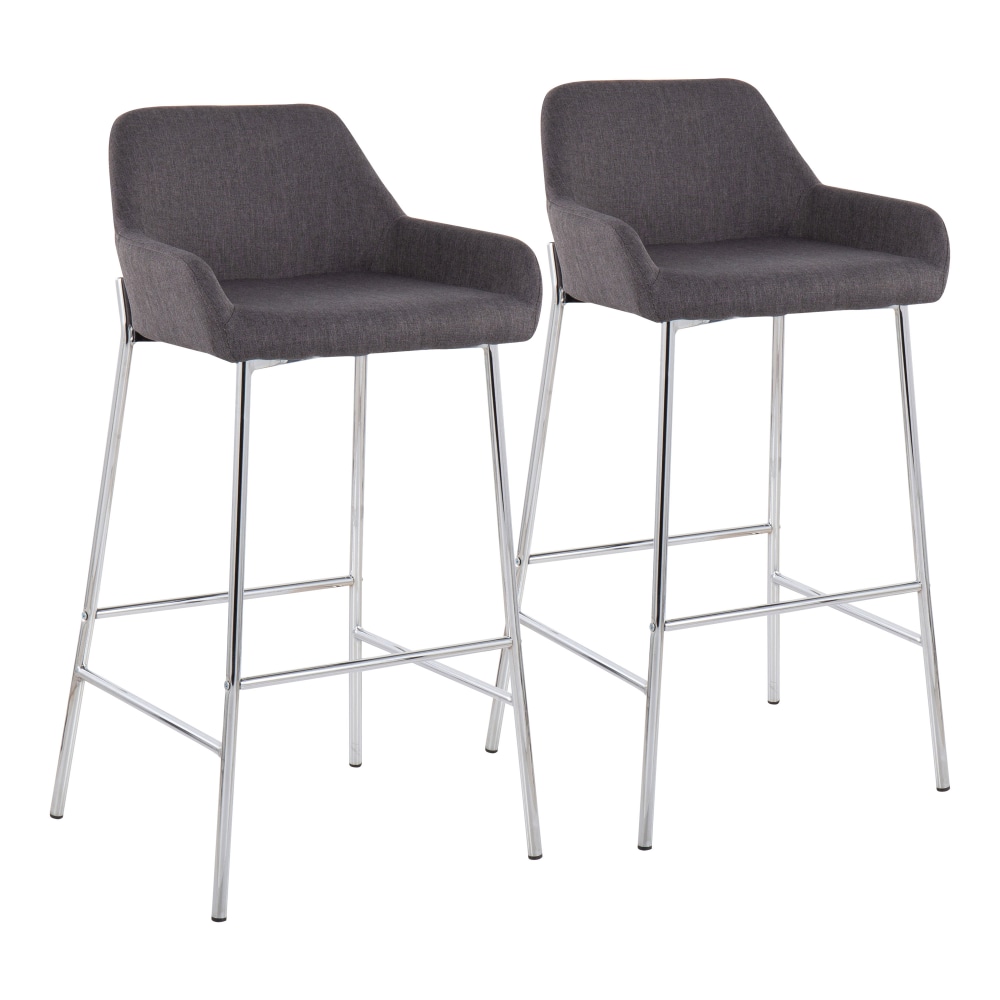 LumiSource Daniella Bar Stools, Charcoal/Chrome, Set Of 2