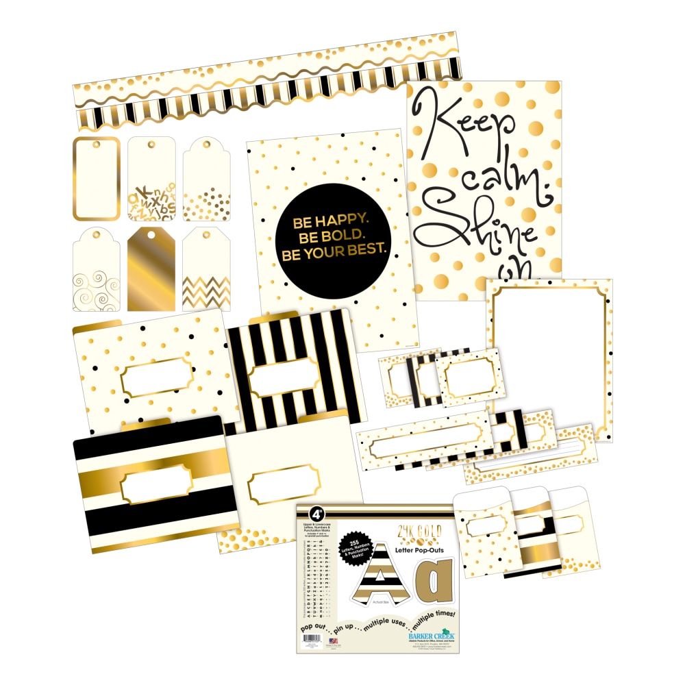 Barker Creek Classroom And Bulletin Board Set, Gold,