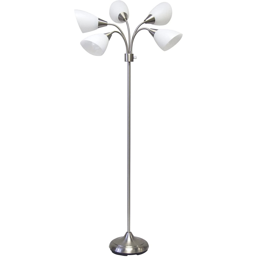 Adesso® Simplee 5-Light Floor Lamp, 67”H, Frosted White/Brushed