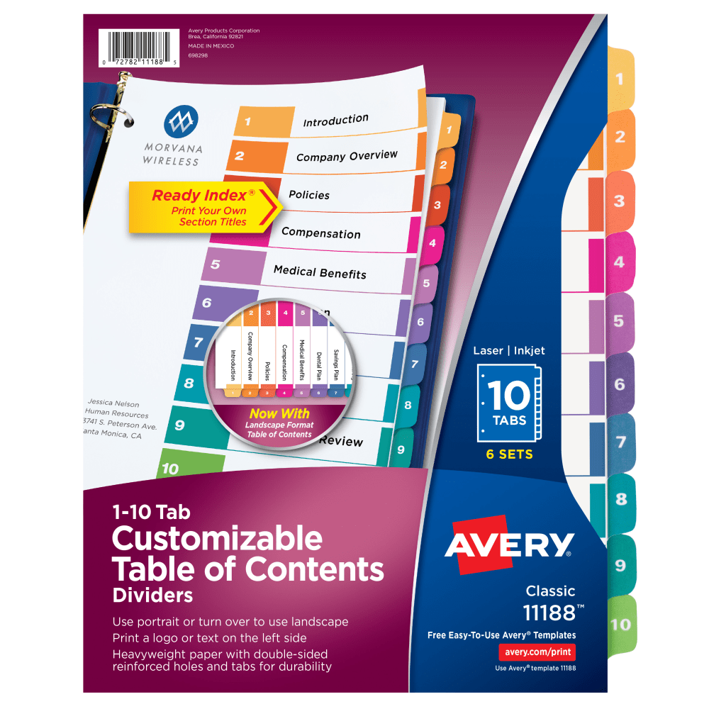 Avery® Ready Index® 1-10 Tab Binder Dividers With
