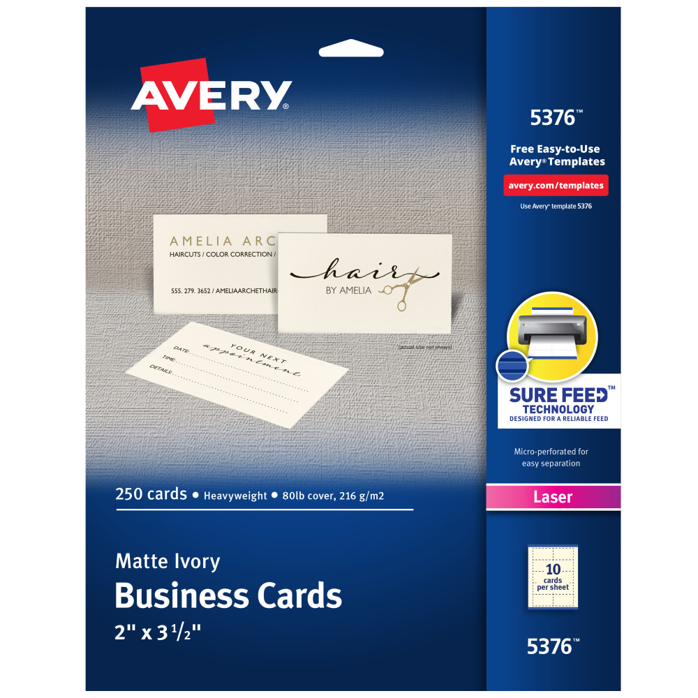 Avery® Printable Business Cards With Sure Feed® Technology